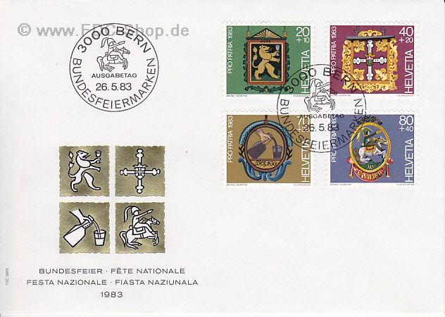 Ersttagsbrief Schweiz Mi-Nr: 1251-1254, Pro Patria; Wirtshausschilder