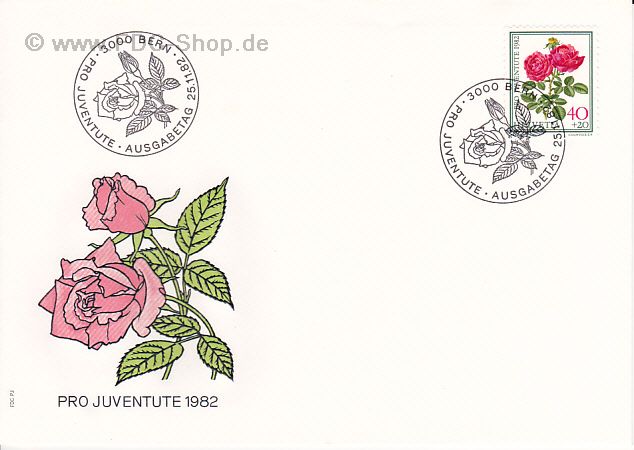 Ersttagsbrief Schweiz Mi-Nr: 1238, Pro Juventute; Rosen