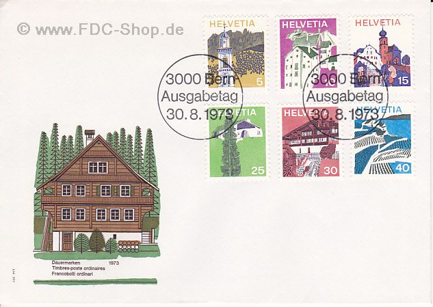 Ersttagsbrief Schweiz Mi-Nr: 1003-1008, Landschaftsbilder