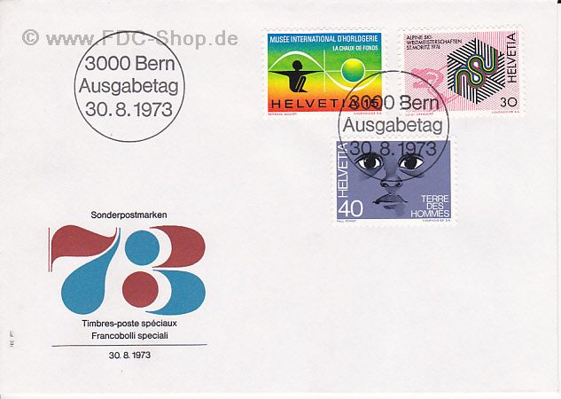 Ersttagsbrief Schweiz Mi-Nr: 1000-1002, Jahresereignisse 1973