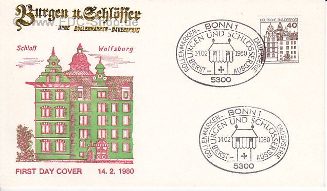 Ersttagsbrief BUND Mi-Nr: 1037, Freimarken: Burgen und Schlösser; Renaissance-Schloß Wolfsburg