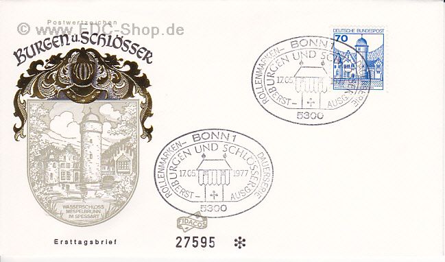Ersttagsbrief BUND Mi-Nr: 918, Freimarken: Burgen und Schlösser; Wasserschloß Mespelbrunn