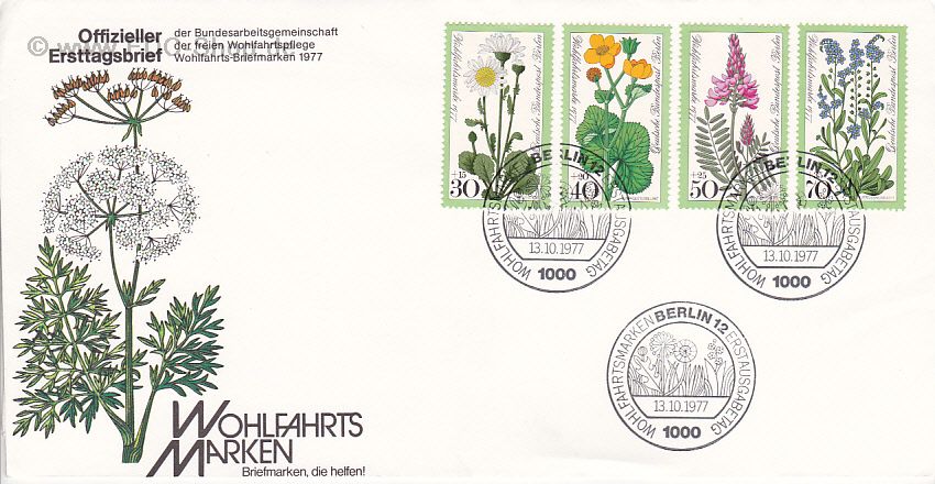 Ersttagsbrief BERLIN Mi-Nr: 556-559, Wohlfahrt: Wiesenblumen