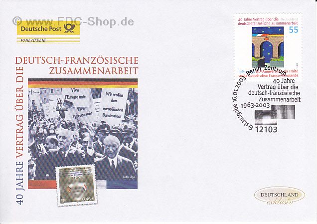 Ersttagsbrief BUND Mi-Nr: 2311, 40 Jahre Vertrag über die deutsch-französische Zusammenarbeit