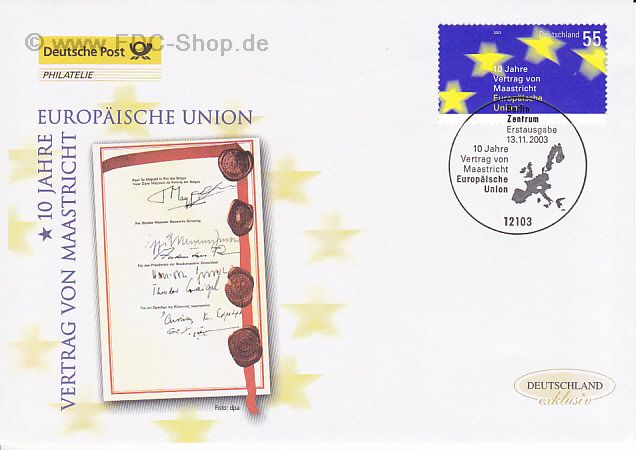 Ersttagsbrief BUND Mi-Nr: 2373, 10 Jahre Vertrag von Maastricht (Europäische Union)