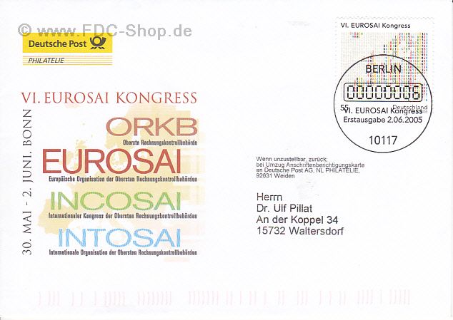 Ersttagsbrief BUND Mi-Nr: 2470, Kongress der europäischen Obersten Rechnungskontrollbehörden