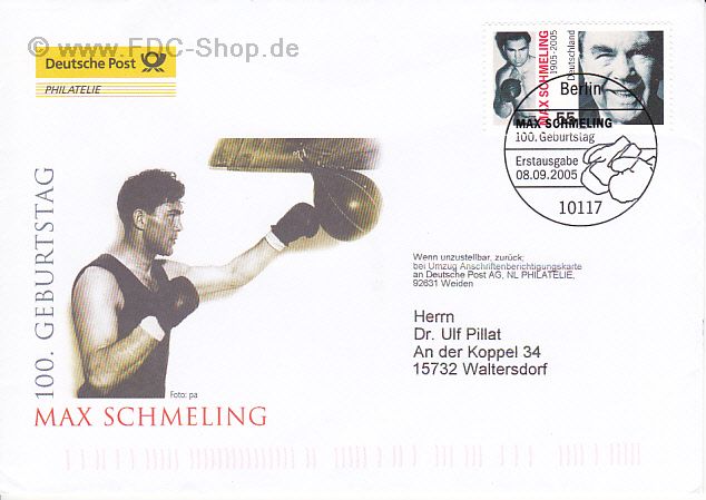 Ersttagsbrief BUND Mi-Nr: 2489, 100. Geburtstag von Max Schmeling