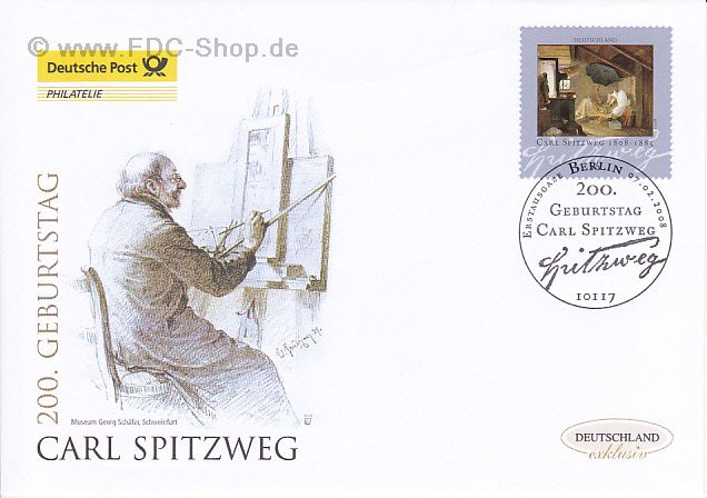 Ersttagsbrief BUND Mi-Nr: 2647, 200. Geburtstag von Carl Spitzweg