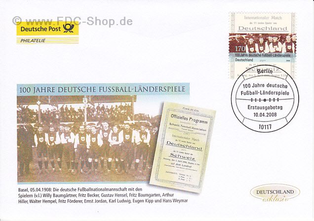 Ersttagsbrief BUND Mi-Nr: 2659, 100 Jahre Deutsche Fußball-Länderspiele