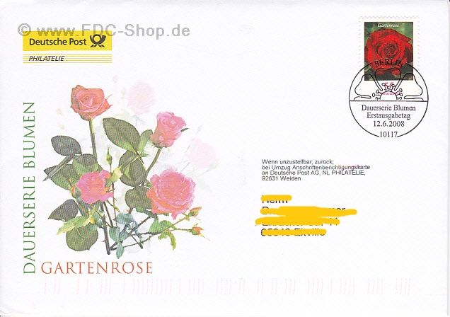 Ersttagsbrief BUND Mi-Nr: 2669, Freimarke: Blumen; Gartenrose