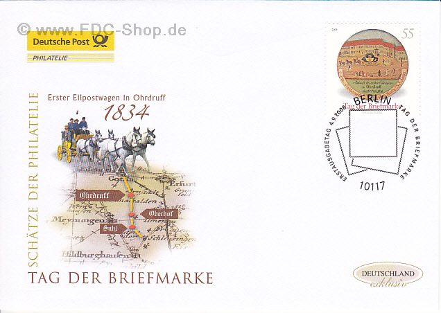 Ersttagsbrief BUND Mi-Nr: 2692, Tag der Briefmarke 2008; Schätze der Philatelie