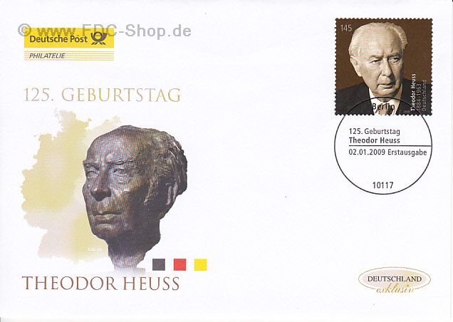 Ersttagsbrief BUND Mi-Nr: 2714, 125. Geburtstag von Theodor Heuss
