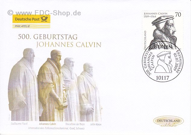 Ersttagsbrief BUND Mi-Nr: 2744, 500. Geburtstag von Johannes Calvin