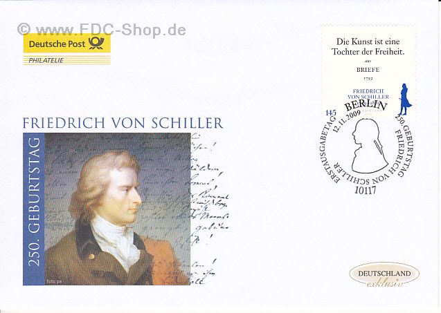 Ersttagsbrief BUND Mi-Nr: 2765, 250. Geburtstag von Friedrich von Schiller