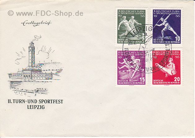 Ersttagsbrief DDR Mi-Nr: 530-533, Deutsches Turn- und Sportfest, Leipzig