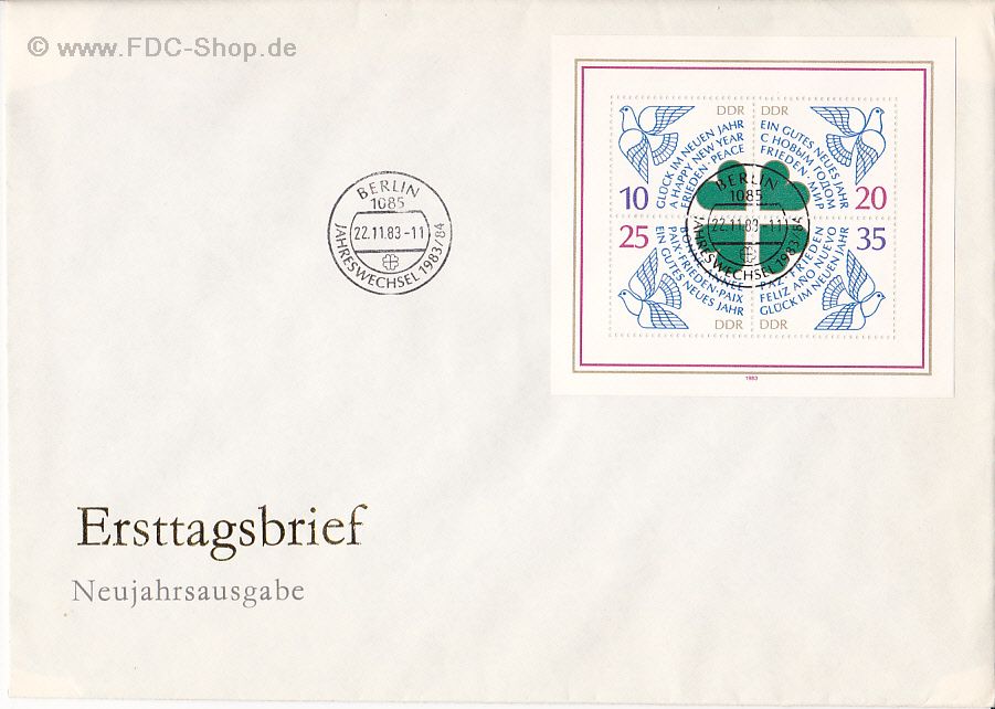 Ersttagsbrief DDR Mi-Nr: 2844-2847, Neujahr 1984 (Block 75)