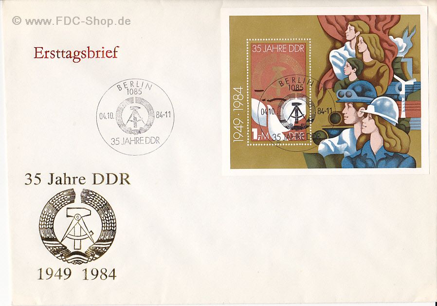 Ersttagsbrief DDR Mi-Nr: 2902, 35 Jahre DDR (Block 79)
