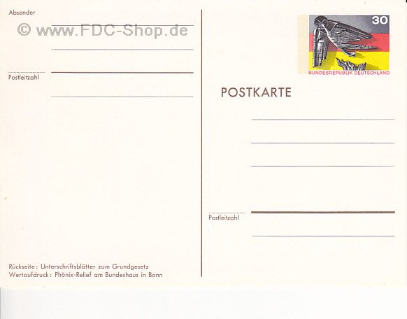 Sonderkarte BUND; 25 Jahre Bundesrepublik Deutschland (blanko)
