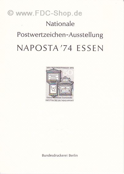 Schwarzdruck BUND Mi-Nr.: 825, 100 Jahre Weltpostverein (UPU); NAPOSTA '74, Essen