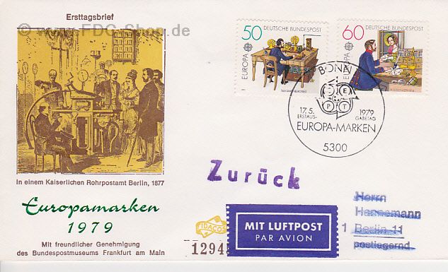 Ersttagsbrief BUND Mi-Nr: 1011-1012, Geschichte des Post- und Fernmeldewesens