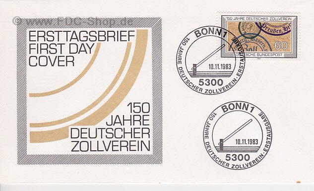 Ersttagsbrief BUND Mi-Nr: 1195, 150 Jahre Deutscher Zollverein