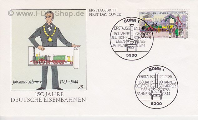 Ersttagsbrief BUND Mi-Nr: 1264, 150 Jahre Deutsche Eisenbahnen