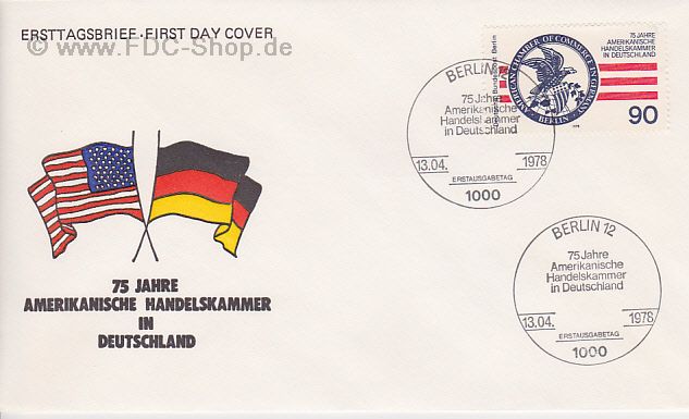 Ersttagsbrief BERLIN Mi-Nr: 562, 75 Jahre Amerikanische Handelskammer in Deutschland (ACC)