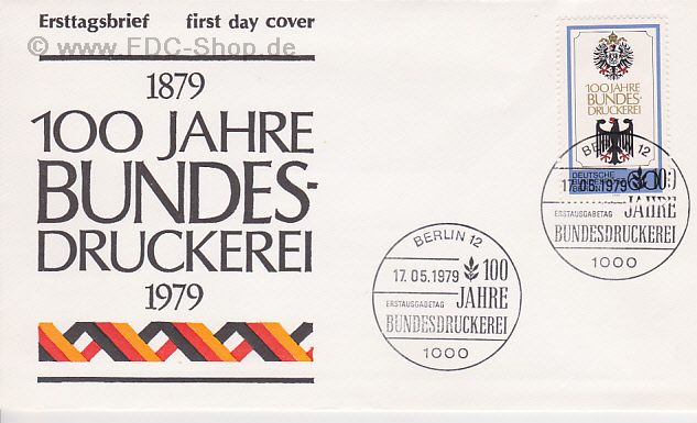 Ersttagsbrief BERLIN Mi-Nr: 598, 100 Jahre Bundesdruckerei Berlin