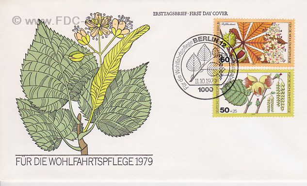Ersttagsbrief BERLIN Mi-Nr: 608-609, Wohlfahrt: Blätter, Blüten und Früchte des Waldes