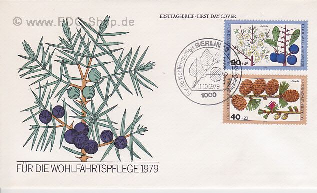 Ersttagsbrief BERLIN Mi-Nr: 607+610, Wohlfahrt: Blätter, Blüten und Früchte des Waldes