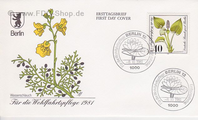 Ersttagsbrief BERLIN Mi-Nr: 650, Wohlfahrt; Gefährdete Mohr-, Sumpfwiesen- und Wasserpflanzen