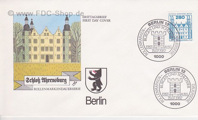 Ersttagsbrief BERLIN Mi-Nr: 676, Freimarke: Burgen und Schlösser; Schloß Ahrensburg