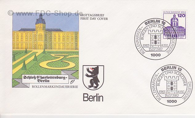 Ersttagsbrief BERLIN Mi-Nr: 675, Freimarke: Burgen und Schlösser; Schloß Charlottenburg