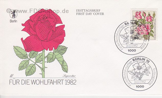 Ersttagsbrief BERLIN Mi-Nr: 680, Wohlfahrt: Gartenrosen