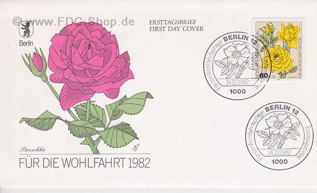 Ersttagsbrief BERLIN Mi-Nr: 681, Wohlfahrt: Gartenrosen