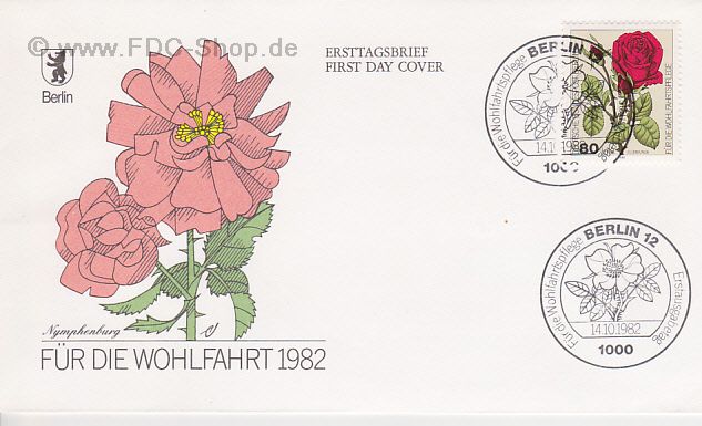 Ersttagsbrief BERLIN Mi-Nr: 682, Wohlfahrt: Gartenrosen