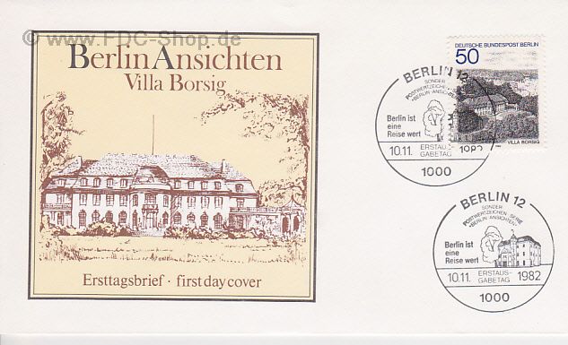 Ersttagsbrief BERLIN Mi-Nr: 685, Berlin-Ansichten; Villa Borsig