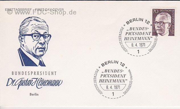 Ersttagsbrief BERLIN Mi-Nr: 366, Gustav Heinemann