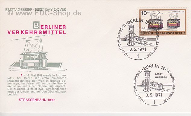 Ersttagsbrief BERLIN Mi-Nr: 380, Berliner Verkehrsmittel