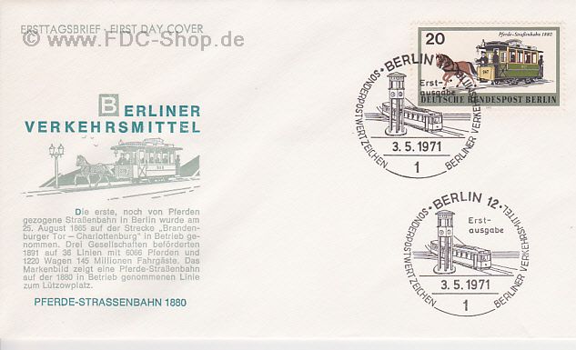 Ersttagsbrief BERLIN Mi-Nr: 381, Berliner Verkehrsmittel