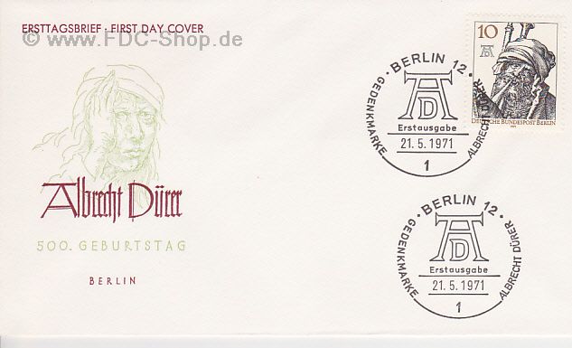 Ersttagsbrief BERLIN Mi-Nr: 390, Albrecht Dürer
