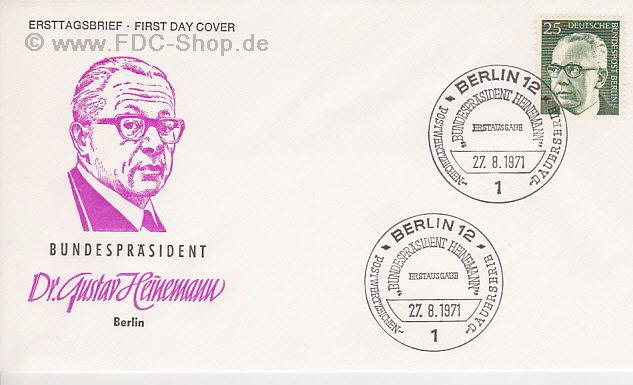 Ersttagsbrief BERLIN Mi-Nr: 393, Gustav Heinemann