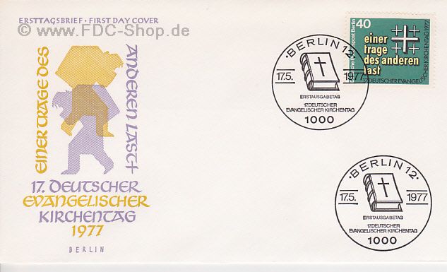 Ersttagsbrief BERLIN Mi-Nr: 548, Deutscher Evangelischer Kirchentag, Berlin