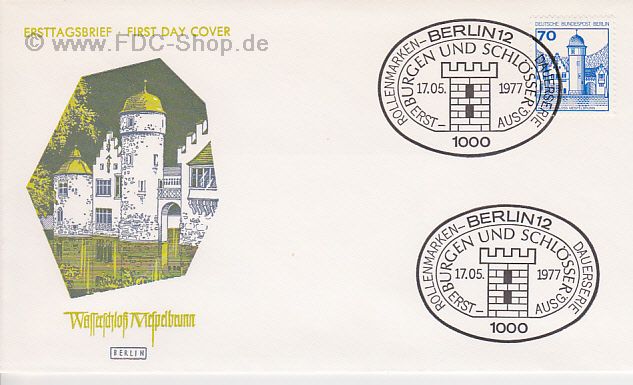 Ersttagsbrief BERLIN Mi-Nr: 538, Freimarken; Burgen und Schlösser; Wasserschloß Mespelbrunn
