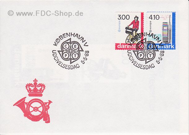 Ersttagsbrief Dänemark Mi-Nr: 921-922, Europa: Transport- und Kommunikationsmittel