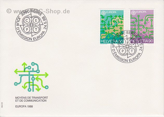 Ersttagsbrief Schweiz Mi-Nr: 1370-1371, Europa: Transport- und Kommunikationsmittel
