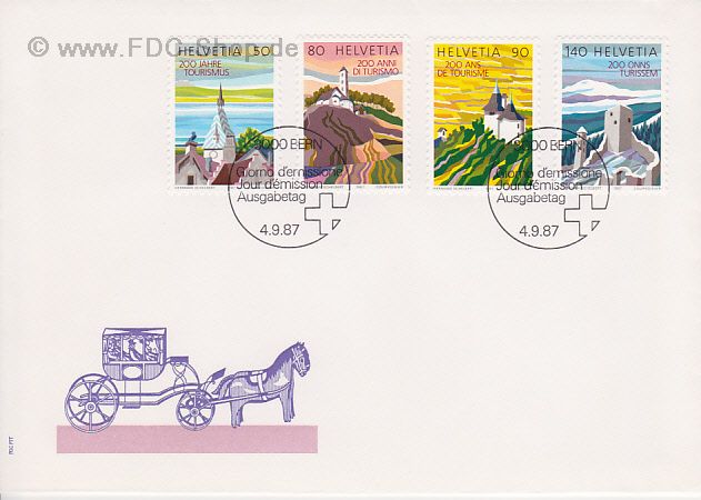 Ersttagsbrief Schweiz Mi-Nr: 1354-1357, 200 Jahre Tourismus