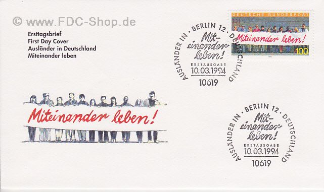 Ersttagsbrief BUND Mi-Nr: 1725, Ausländer in Deutschland: Miteinander leben