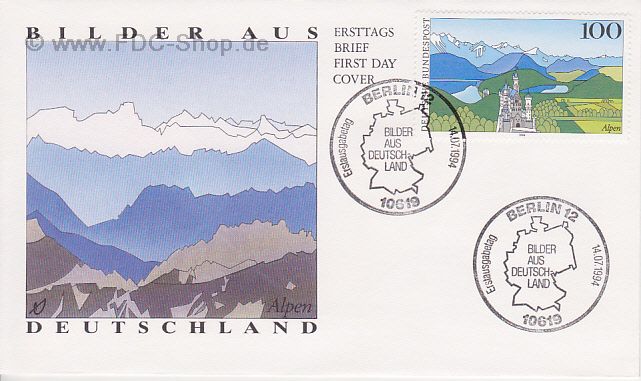 Ersttagsbrief BUND Mi-Nr: 1742, Bilder aus Deutschland; Alpen (Schloss Neuschwanstein)