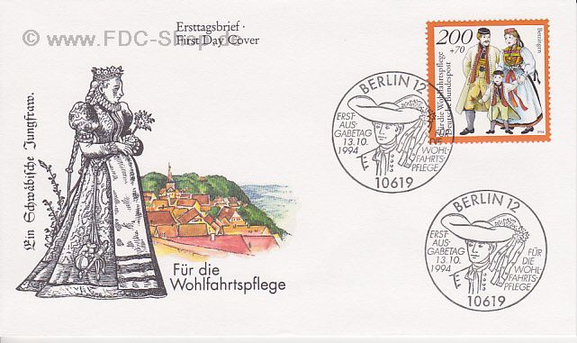 Ersttagsbrief BUND Mi-Nr: 1761, Wohlfahrt; Deutsche Trachten; Betzingen (Baden-Würtemberg)